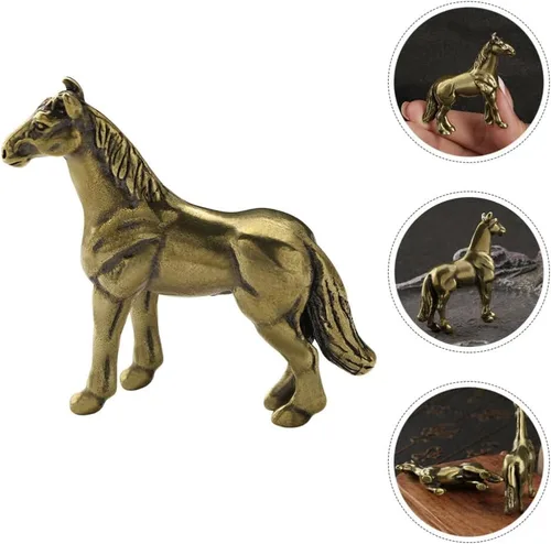 Vista 5 de Estatua china de Feng Shui de latón para decoración de caballos, escultura de caballo antigua para escultura de animales, coleccionables, decoración