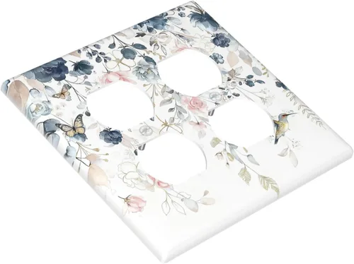 Vista 128 de Decorative Outlet Covers Blue Background White Cat Daisy Floral 2-Gang 1-Gang Wall Plate Single Toggle/Rocker Farmhouse Style Light Switch Covers