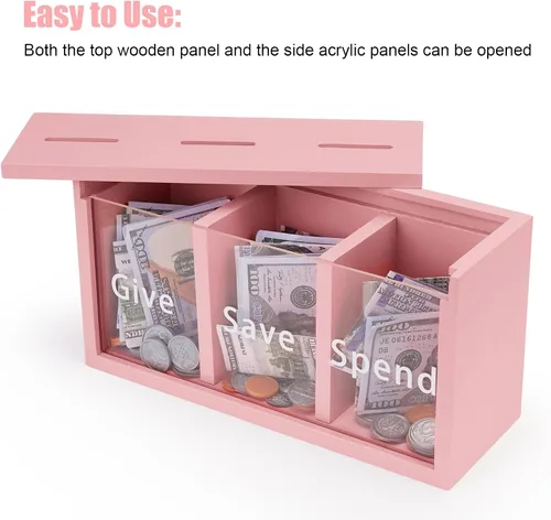 Vista 5 de Hucha para niños, hucha de ahorro de dinero para niños, caja de ahorro de dinero para niños y niñas, caja segura para ahorrar dinero, enseña a