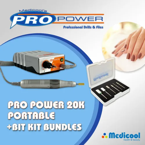 Vista 6 de Medicool Pro Power 20K - Taladro de uñas eléctrico portátil de 20 K, máquina profesional de 20,000 RPM para manicura y pedicura con kit de brocas, 1