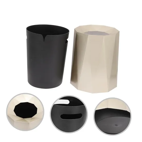 Vista 9 de Alipis Bote de basura dorado para cocina, cubo de basura para dormitorio, papelera, papelera, oficina, baño, papelera, oficina, papelera, cubo
