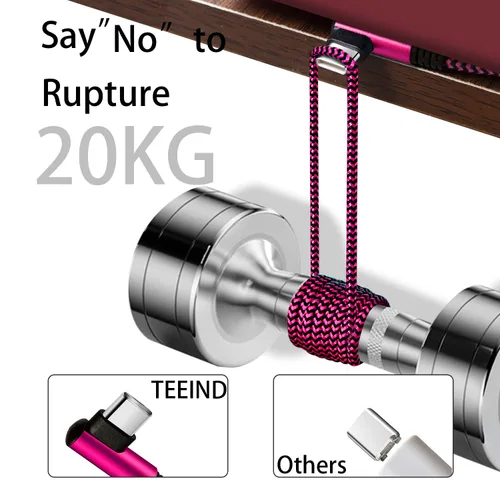 Vista 7 de Teeind Cable de ángulo USB C: [90 grados/6 pies/4 unidades/paquete de 4] Cable USB C de nailon compatible con Samsung Galaxy S10/S10e/9/Note 10