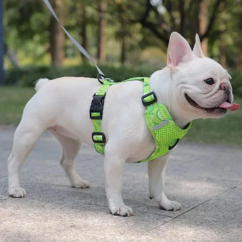 Vista 2 de Arnés transpirable para perro, ajustable, sin tirones, con anillo en D, reflectante, arnés para caminar para perros pequeños, medianos y grandes
