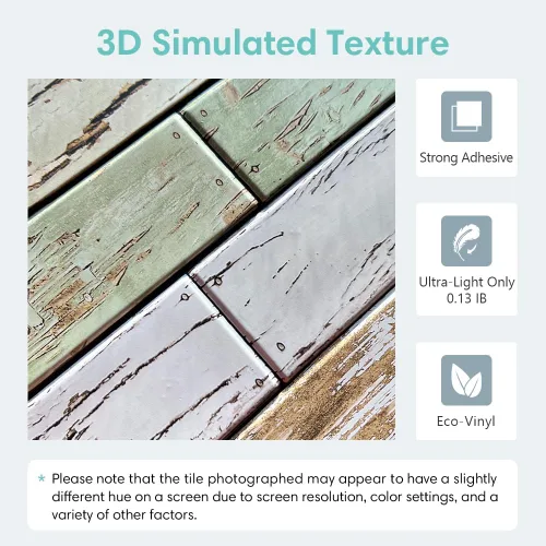 Vista 3 de Commomy 3D Wall Panels Self-Adhesive Wood Effect Pack of 10 30 x 30 cm