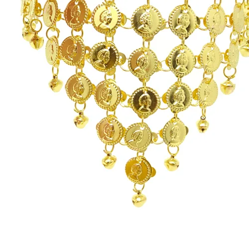 Vista 5 de Honbay Diadema tribal con campanas y adornos de monedas (dorado)