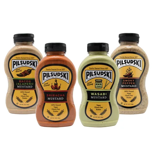 Vista 3 de Pilsudski's Brand Mustard - Botella exprimible de 12 onzas, condimentos perfectos para cualquier plato (12 onzas líquidas (paquete de 4), Mustard