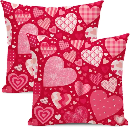 Vista 17 de Fundas de almohada para el Día de San Valentín de 16x16 pulgadas, juego de 2, rosas, corazones de amor, fundas para almohadas de San Valentín