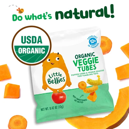 Vista 3 de Little Bellies Tubitos Orgánicos de Verduras Bocadillo para Niños Pequeños (Paquete de 7 x 0.42 oz Paquetes Individuales)