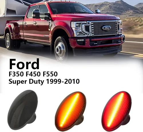 Vista 6 de Luces LED de posición laterales compatibles con Ford F350 F450 F550 Super Duty 1999-2010, para parachoques, guardabarros y cama doble, lentes