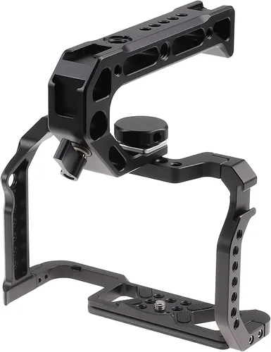Vista 7 de Hersmay Jaula R5 R6 con mango superior, jaula de cámara de aleación de aluminio para cámaras Canon EOS R5 R6 sin espejo, Vlogging Video Shooting