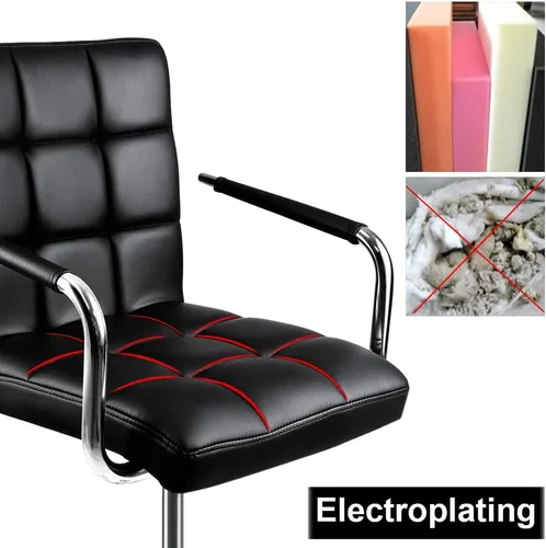 Vista 8 de Yaheetech - Silla de escritorio - Silla de oficina con brazos/ruedas para estudiantes, giratoria, de piel sintética, para computadora en casa
