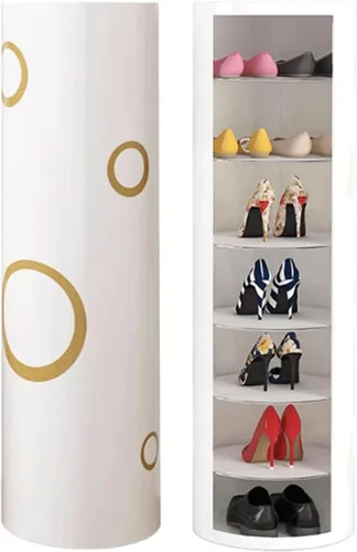Vista 9 de Shelves Shoe Rack 360° Rotating 7 Tier Shoe Cabinet Round Shoe Rack Tower without Door for Entryway Hallway Space Saving Shoe Shelf