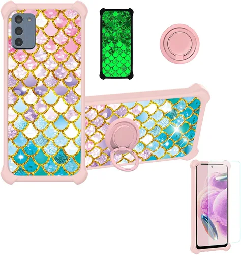 Vista 10 de jioeuinly Cricket Ovation 2 - Funda compatible con AT&T Maestro Max (2021) con protector de pantalla de vidrio templado, policarbonato duro +