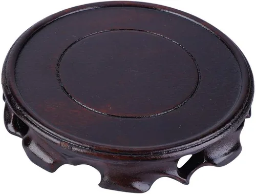 Vista 9 de Soporte de pedestal de madera, base de jarrón redondo vintage, soporte de madera para plantas, bonsái, acuario [M]