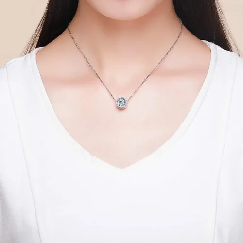 Vista 6 de BISAER Pulsera contra el mal de ojo de plata de ley 925, abalorios de cristal azul, dije de mano Hamsa para pulsera Pandora