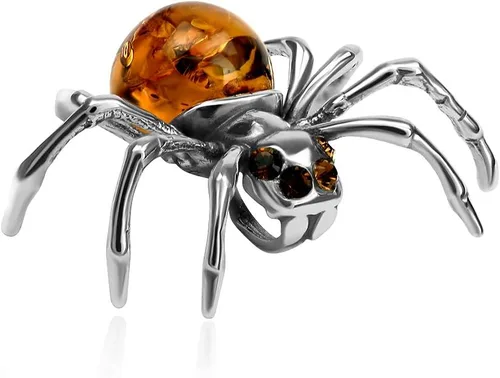 Vista 2 de Colgante de araña de plata de ley ámbar, Cristal, Ámbar