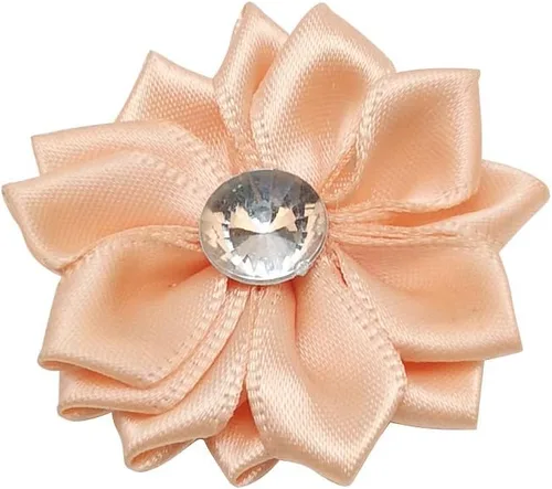 Vista 5 de Chenkou Craft 40 piezas de flores de cinta de raso con perlas de boda DIY apliques (Multi)