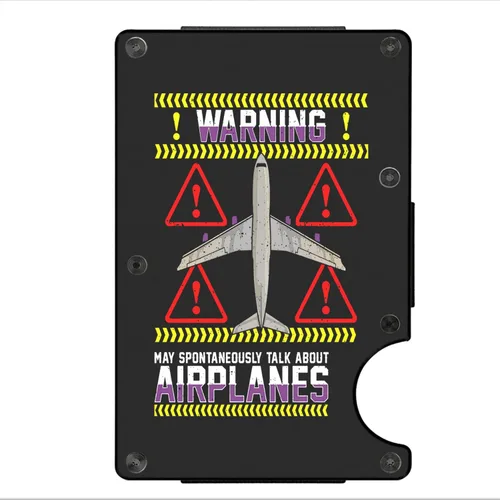 Vista 7 de MIKENCO Airplane Warning Slim Pocket Wallet, Pilot Accessories Gift, Aviation Plane Wallet Gift Pilot Airplane Gifts For Pilot, Funny Airplane