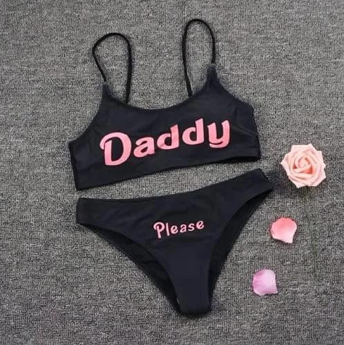 Vista 4 de Traje de baño de 2 piezas para mujer, con estampado Come Here Yes Dad