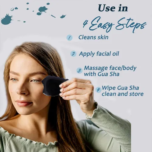 Vista 5 de Gua Sha Herramientas de masaje facial, herramientas de raspado Gua Sha para cara, herramienta de masaje tradicional de piedra Bian, herramienta