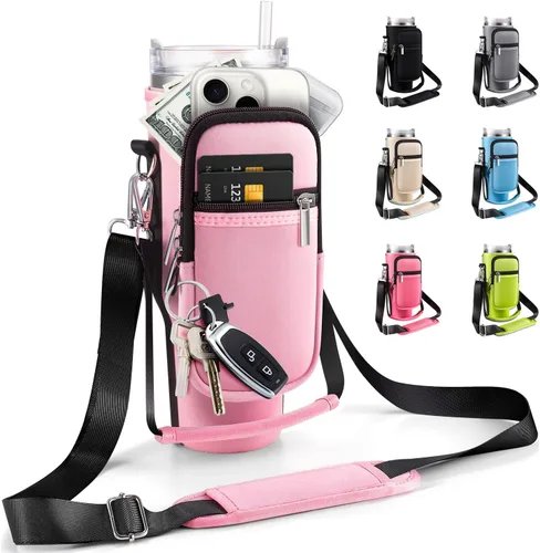 Vista 11 de Bolsa de transporte con bolsillo para teléfono para vaso Stanley de 40 onzas con asa y vaso Simple Modern de 40 onzas - Funda tipo bandolera