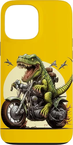 Vista 23 de Funda para iPhone 16 T-Rex Dinosaur Riding a Motorcycle