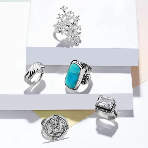 Vista 6 de Silpada Anillo de plata de ley con estampado de turquesa Mojave comprimida 'Big Spring', Plata de ley, plata, Turquesa