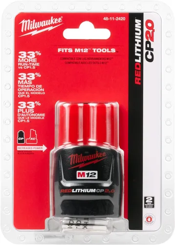 Vista 3 de Milwaukee 48-11-2420 M12 REDLITHIUM 2.0 Paquete de baterías compactas (1 unidad)