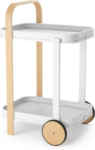 Vista 7 de Umbra Bellwood - Carrito de bar, carrito para servir, mesa auxiliar, nogal/negro Marco de acero, ruedas con borde de goma, bandeja extraíble