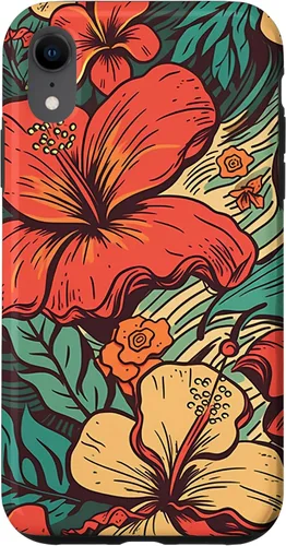 Vista 24 de iPhone 16 Vintage Hawaii Hibiscus Pattern Retro Tropical Hawaiian Case