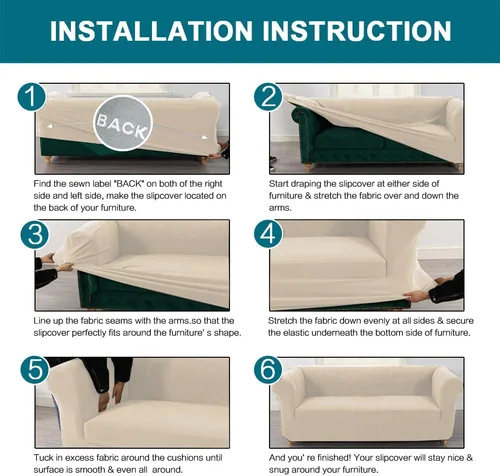 Vista 7 de Turquoize Funda elástica para silla estilo Chesterfield para sala de estar, 1 pieza, funda de sofá suave y antideslizante con tela jacquard gruesa