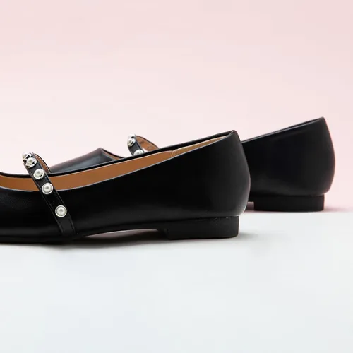 Vista 3 de C.Paravano - Zapatos de cuero tipo Mary Jane para mujer, planos, de punta cuadrada