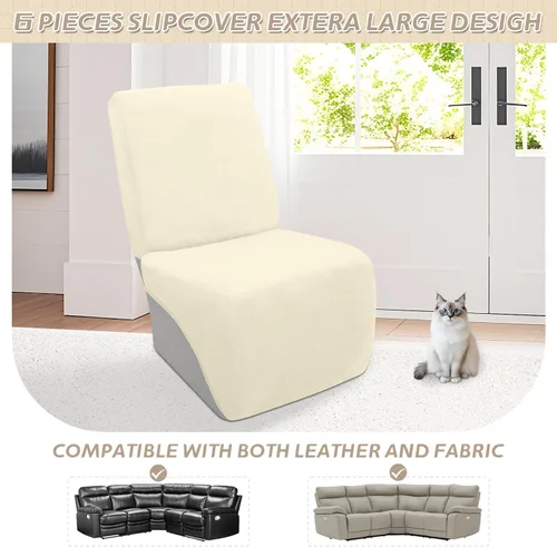 Vista 176 de Arfntevss Fundas de sofá seccional reclinable de terciopelo, Funda de sofá seccional de esquina para sofá reclinable, Funda elástica suave
