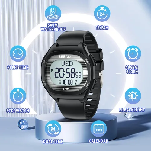Vista 5 de Beeasy Kids Watch for 5-15 Year Old Boys Girls Digital Watch Multifunctional 5ATM Waterproof Alarm Calendar Chronograph LED Wrist Watch for Children