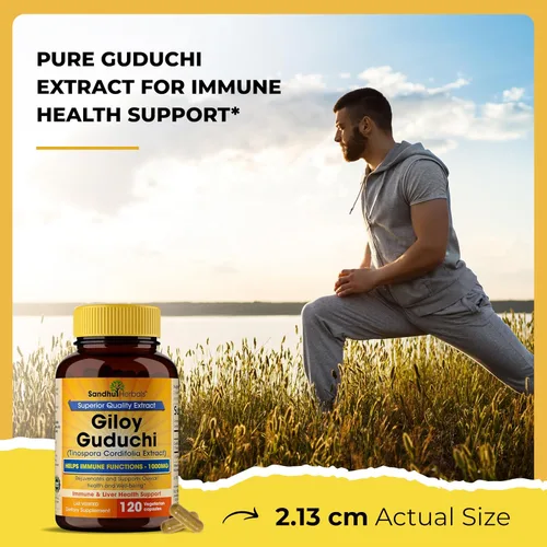 Vista 6 de SANDHUHERBALS Giloy orgánico (Guduchi) Polvo Herbal 120 cápsulas vegetarianas para hombres y mujeres Suplemento herbario natural para apoyo