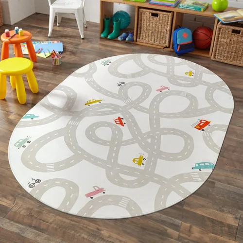 Vista 11 de LIVEBOX Alfombra de Juego Antideslizante Azul de 3'x5' para Niños, Alfombra de Carretera Lavable a Máquina para Sala de Juegos, Alfombra de Sala