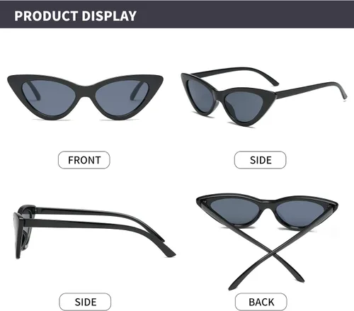 Vista 3 de Lentes de sol retro para mujer, con marco de plástico y diseño con estilo ojo de gato YOSHYA