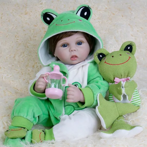 Vista 6 de Muñecas Reborn Baby – Muñecas realistas de recién nacido de 22 pulgadas, cuerpo de tela suave, completo con ropa y accesorios de juguetes, juego