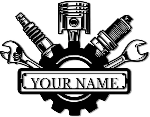 Vista 13 de Letrero de metal personalizado para garaje, arte de pared de taller personalizado, decoración mecánica para hombres, día del padre para los amantes