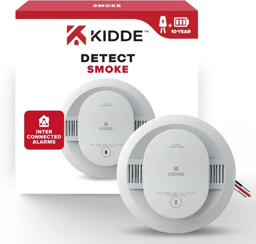 Vista 5 de Kidde - Detector de humo y monóxido de carbono con cable con detector de humo cableado, batería de reserva de 10 años