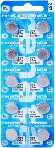 Vista 10 de Renata 357 SR44W Baterías – 1.55 V Óxido de Plata 357 Batería de reloj (2 unidades)