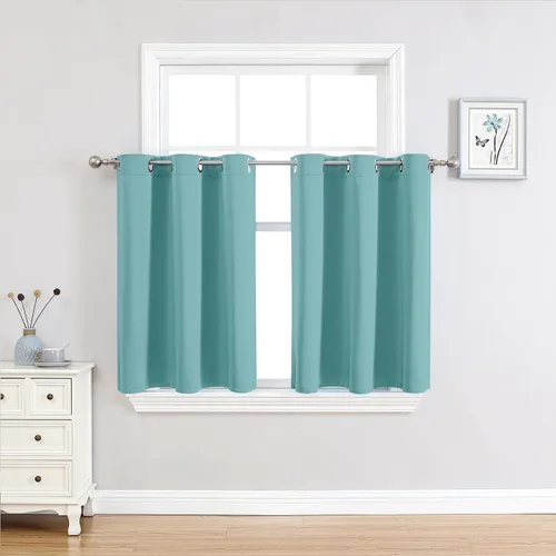 Vista 46 de ChrisDowa - Cortinas cortas para ventana de 40 pulgadas para dormitorio - Cortinas cortas con ojales y aislamiento térmico para oscurecer