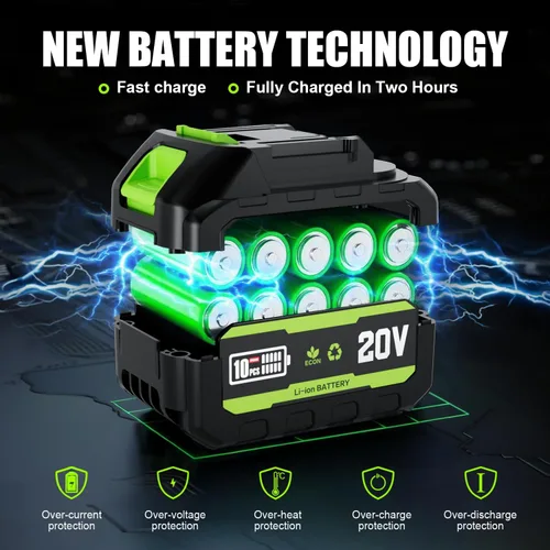 Vista 5 de Motosierra eléctrica inalámbrica, motosierras eléctricas de 12 pulgadas, motosierra eléctrica de 20 V, mini motosierra inalámbrica con batería