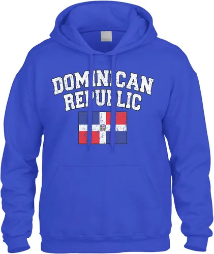 Vista 2 de Cybertela Sudadera con capucha con capucha y bandera de la República Dominicana desteñida Negro