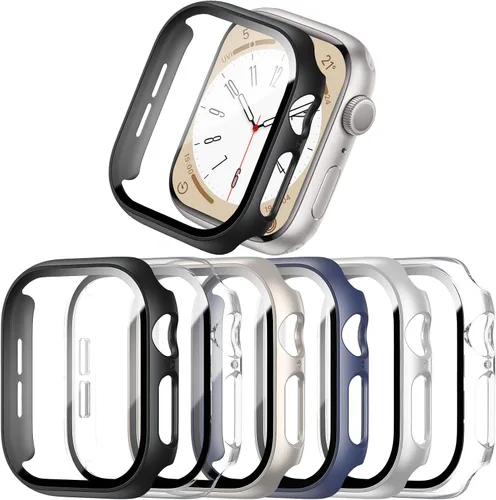 Vista 18 de COMMUTER - Juego de 4 fundas compatibles con Apple Watch de 40 mm Series SE 3ra Gen 2025 SE 2/1 6 5 4 con protector de pantalla de vidrio templado