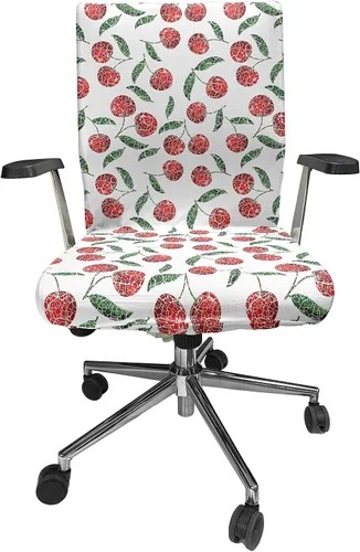 Vista 54 de Lunarable Funda para silla de oficina tribal, diseño azteca, nativo americano, geométrico, simbolismo étnico con espirales de triángulos, elástico
