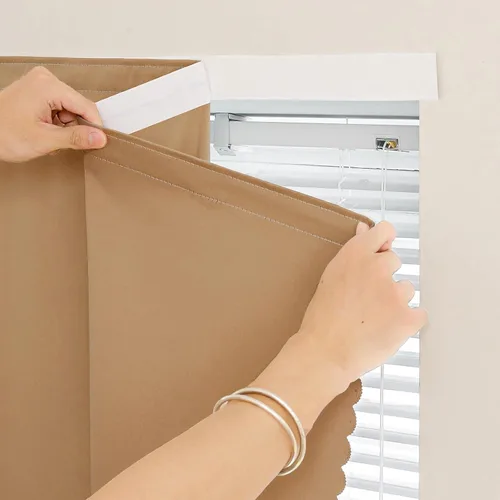 Vista 18 de Jilron - Cintas mágicas adhesivas para cortinas opacas sin necesidad de perforación, cortinas adhesivas sin barra para ventanas pequeñas