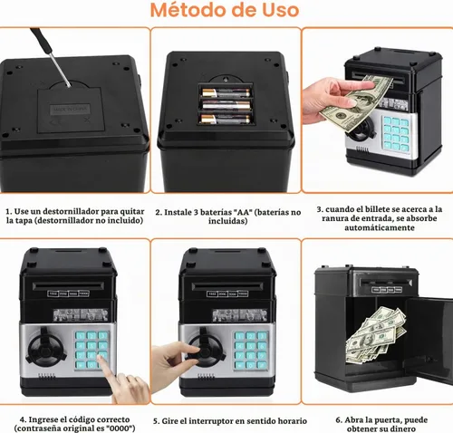 Vista 8 de Alcancía Electrónica de Cajero Automático con Contraseña de Dibujos Animados Lata de Monedas de Efectivo Puede Desplazar Automáticamente Billetes