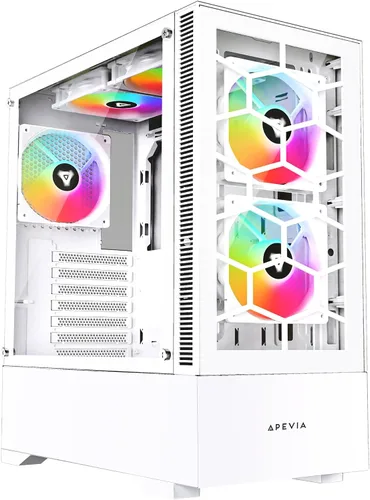 Vista 11 de Apevia Eclipse-BK Eclipse Carcasa de PC de Torre Media para Juegos con 5 Ventiladores ARGB de 120mm, 366 Modos de Luz RGB, Diseño Minimalista
