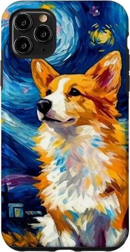 Vista 13 de Carcasa para iPhone 16 Welsh Corgi Dog Starry Night Van Gogh Welsh Corgi